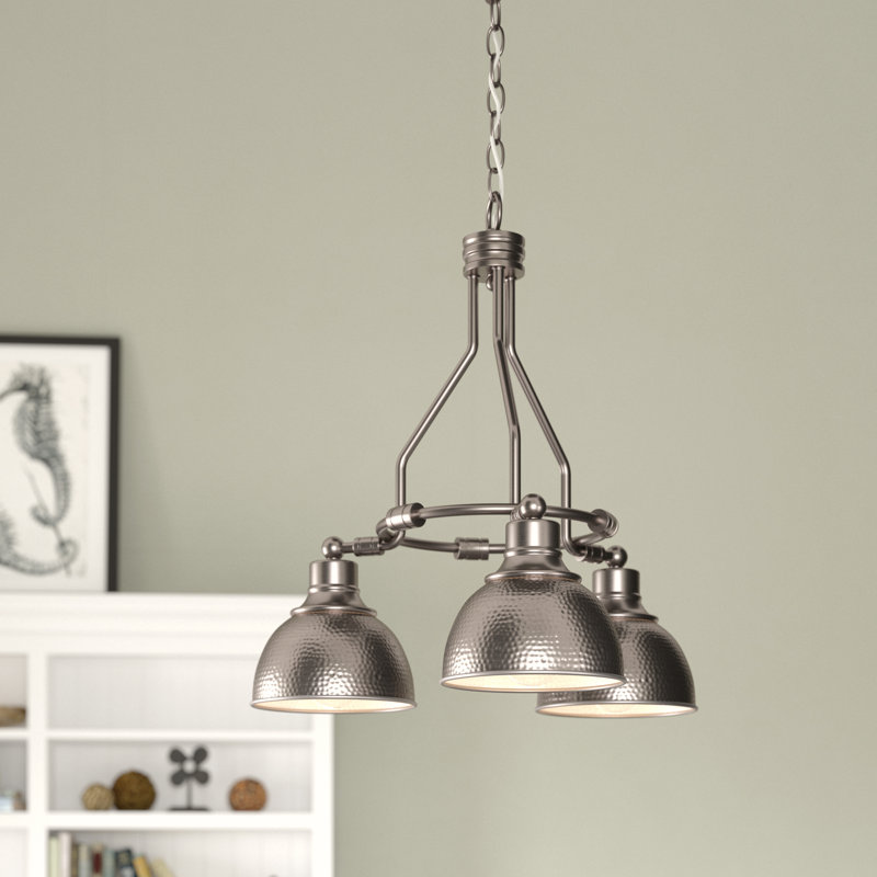 Miramar 3 - Light Steel Wagon Wheel Chandelier, Antique Nickel