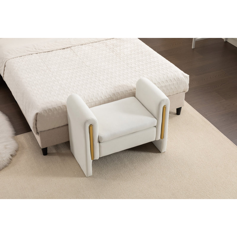 Banc de maquillage en velours, Ivoire