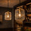 Mini-luminaire suspendu 1 lumière à intensité variable 6 "pour îlot de cuisine avec carré ondulé en verre texturé (ensemble de 2)