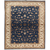 Hand-Knotted High-Quality Turquoise and Ivory Area Rug