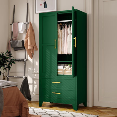 Armoire-penderie 71 po en métal avec penderie et 2 tiroirs