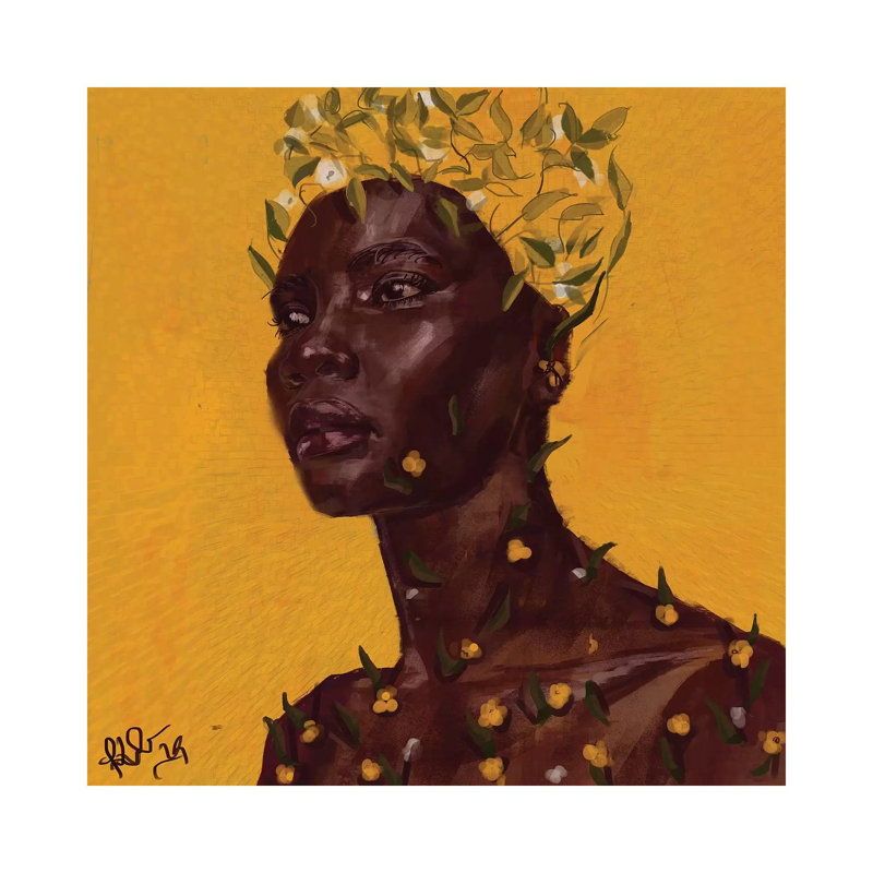 Sprout par Adekunle Adeleke-reproduction d’art, H 37 po x l 37 po x P 1,5 po, Toile tendue, Pas de tapis