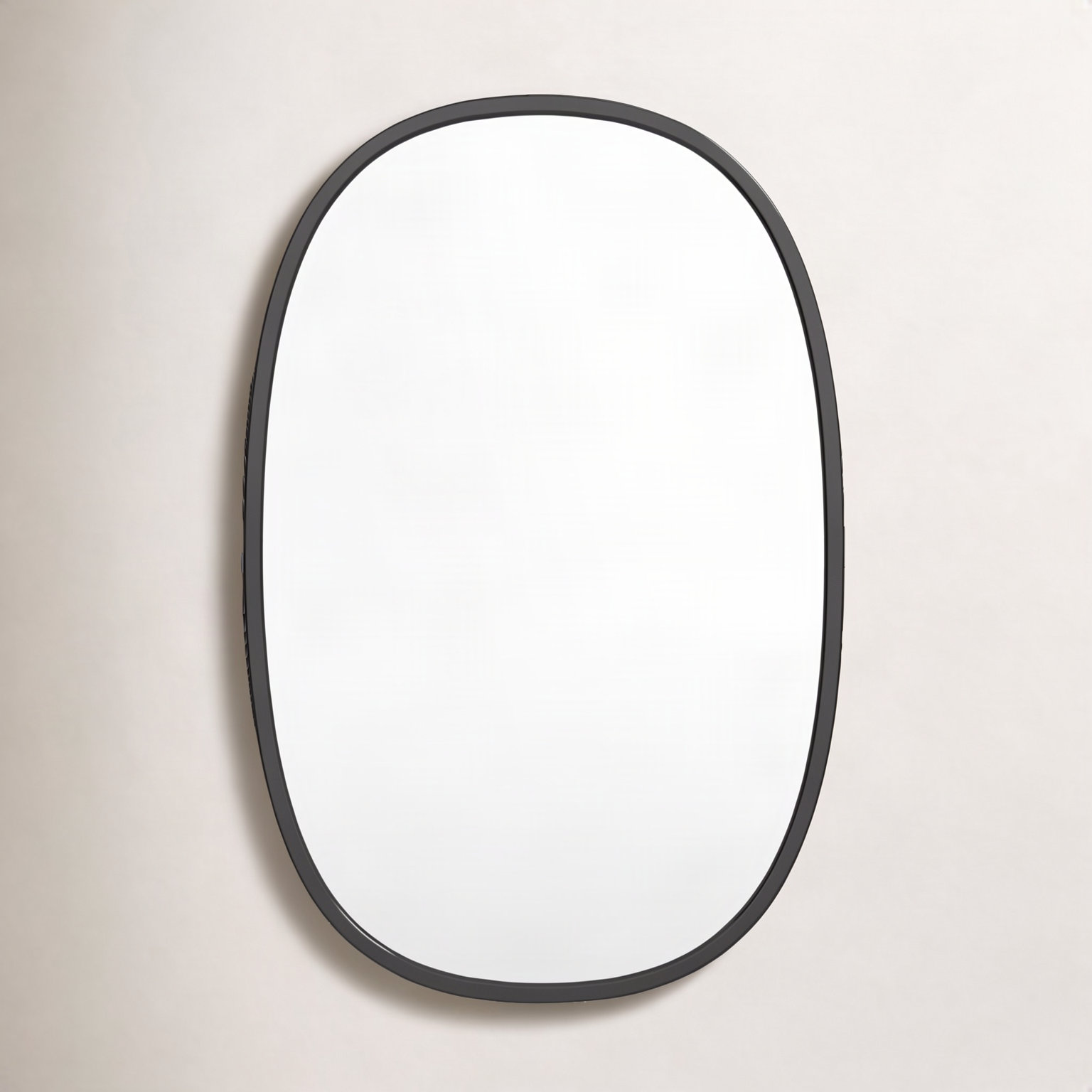 Sabine Metal Curved Oval Wall Mirror, 36" x 27", Black