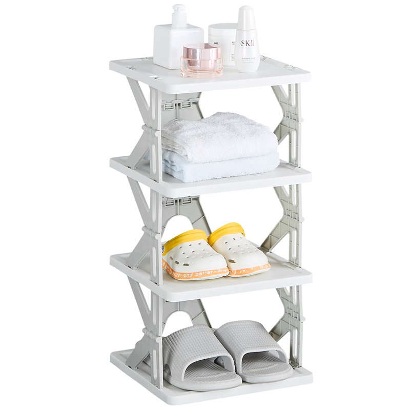 Iya 4 Tier Foldable Shoe Rack, Space-Saving Vertical Shoe Rack Organizer, Narrow Free-Install Shoe Storage Shelf for Small Space Saving, Entryway, Closet, Mudroom