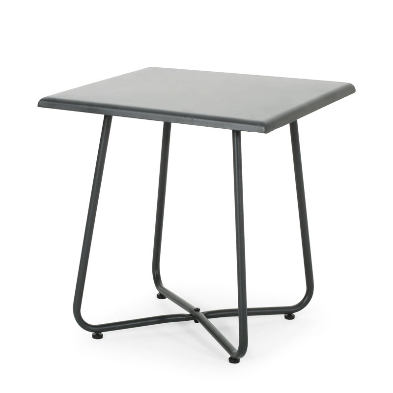 Grey 18.93" End Table With A Steel Base And Complementing Design Side Iron Construction Modern Style
