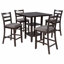 Ensemble de salle à manger 5 pièces à hauteur de comptoir en bois avec chaises rembourrées et étagères de rangement-1369587553