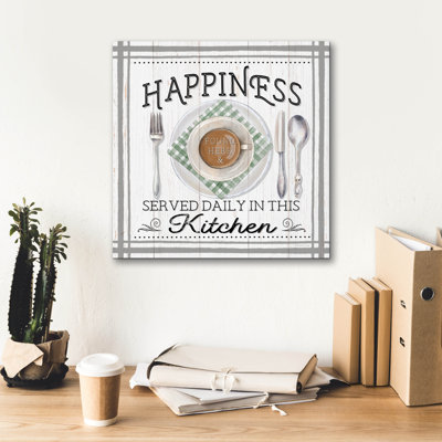 Epic Graffiti 'Happiness Served Daily'  by Elizabeth Tyndall Canvas Wall Art, 18" x 18"