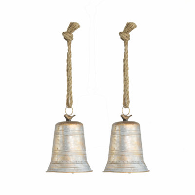 Elegant Gray Hanging Bell Decor, 2 Pack For Christmas Tree And Holiday Display, Perfect For Home Accents