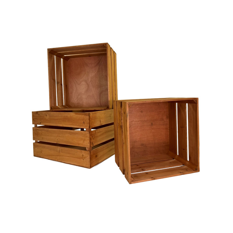 Pine Square Storage Display Box Set Of 3