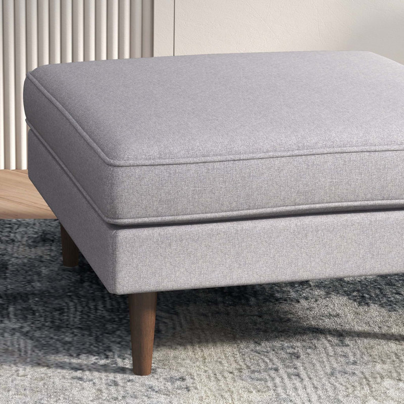 Repose-pieds carré en velours orange Lightner, 100 % lin gris
