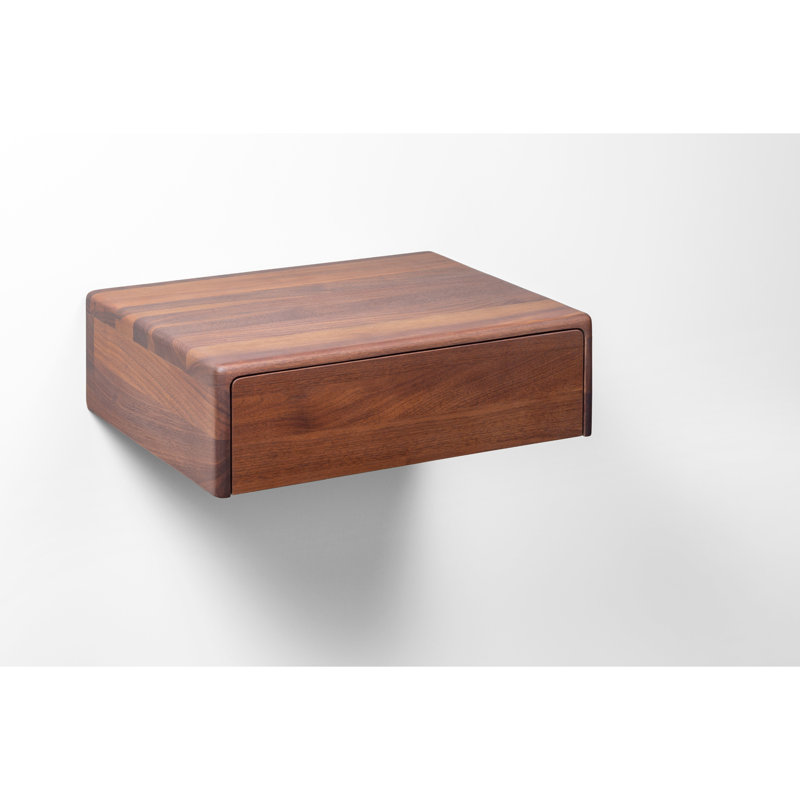 Table de chevet en bois Frank - Noyer, finition laquée mat