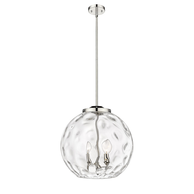 Luminaire suspendu sphère 3 lumières 3 lumières, H 17,13 po x l 15,75 po x P 15,75 po, Nickel poli
