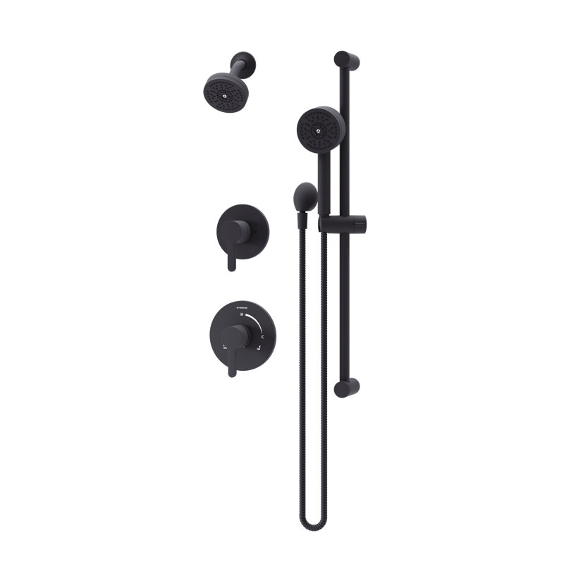 Ensemble de garniture de douche à double poignée avec douchette à hydromersion Solari, Noir mat