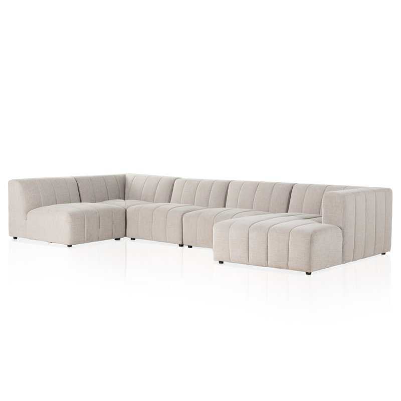 Langham 157" Wide Symmetrical Modular Sectional, Right Hand Facing, Gray Polyester