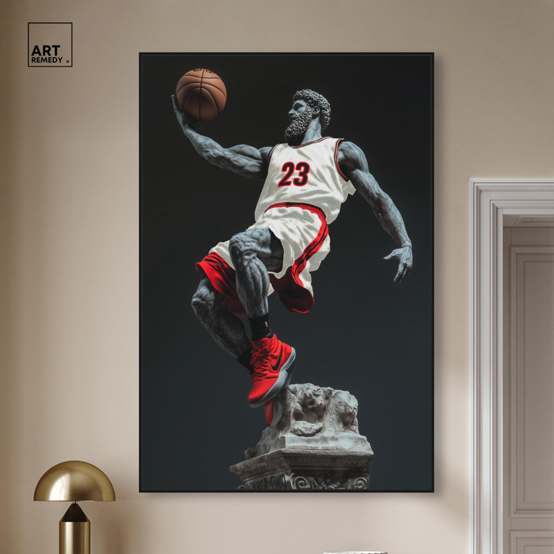 Basketball Sculpture , H 55 po x l 37 po, Cadre flottant noir