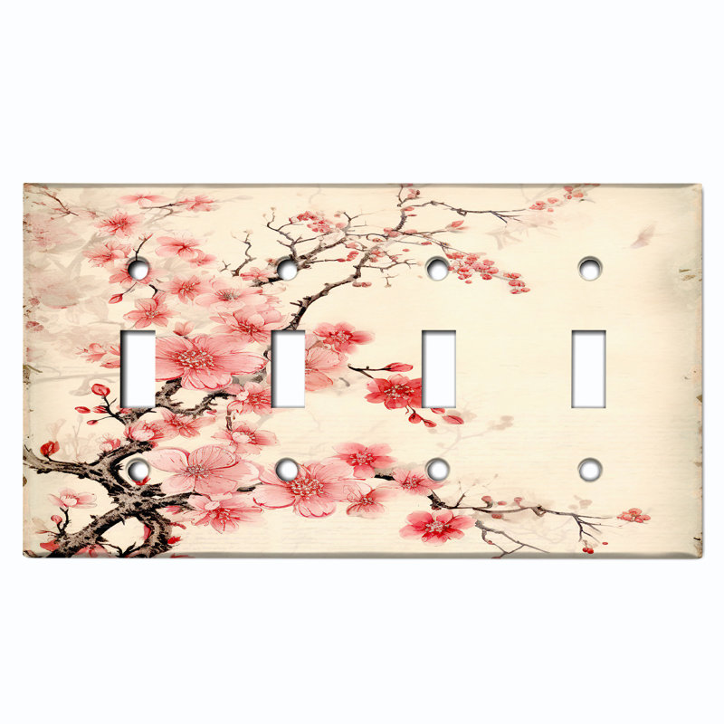 Plaque murale pour arbre de Noël 4 lumières rose avec fleurs de sakura rose