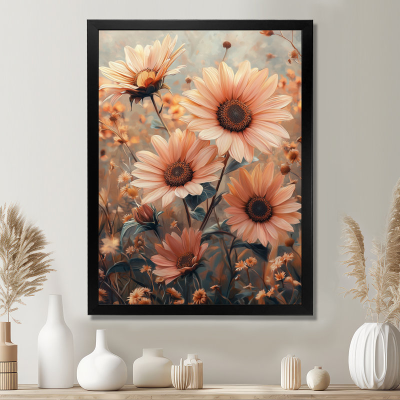 Mullaney - décoration murale florale, H 32 po x l 16 po, Noir, Reproduction encadrée d'une seule photo