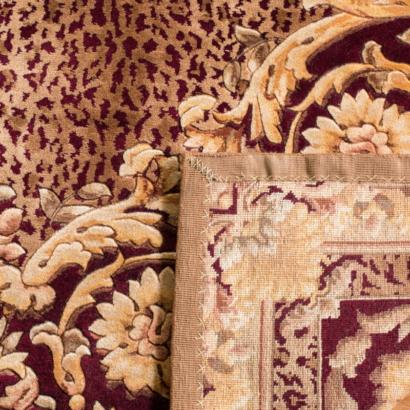 Florence Hand-Knotted Wool Oriental Rug in Rich Gold and Burgundy