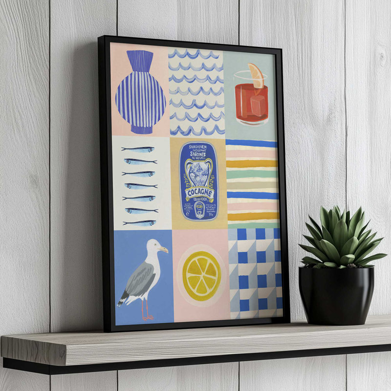 Affiche de bord de mer par Garima Dhawan, reproduction d'art, H 16 po x l 12 po, Cadre à joints visibles, Doré