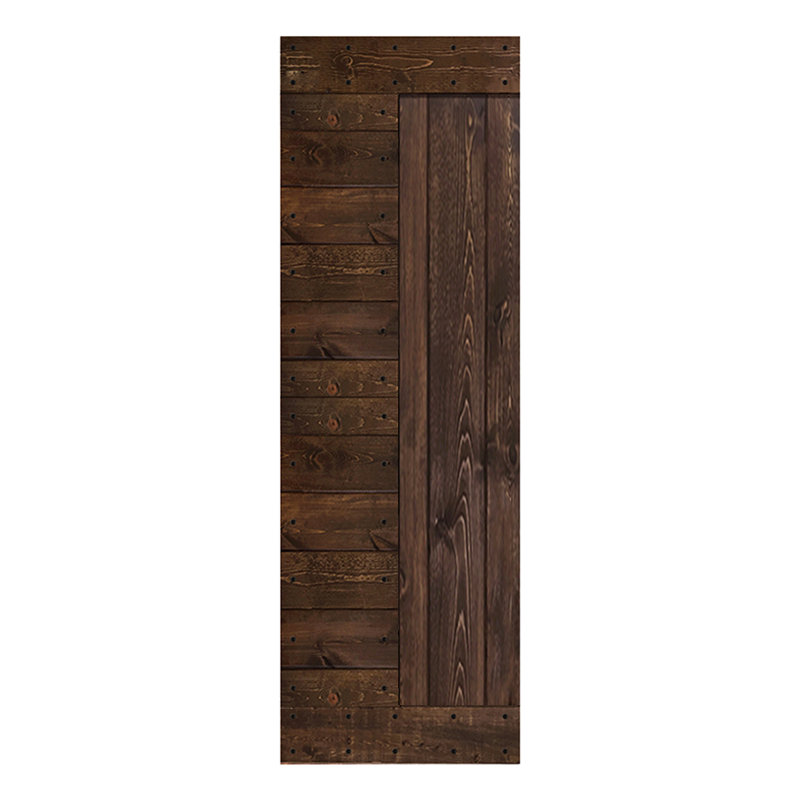 Porte de grange en bois peint à panneaux L Series sans trousse de quincaillerie d'installation, 30 po x 84 po, Café Kona