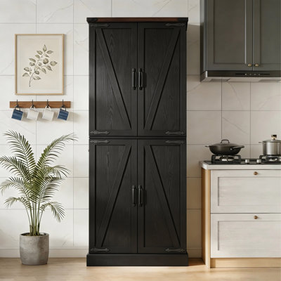 Tall Storage Cabinet, Rustic Vertical Pantry Organizer For Kitchen And Home Office Use