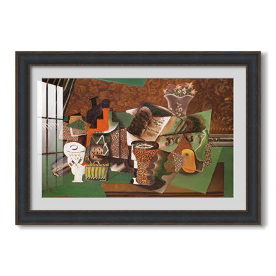 Custom Framed Masterpiece " Playing Cards, Glasses, Bottle Of Rum: "Vive La France" " by Pablo Picasso