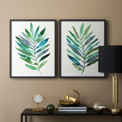 Palm Frond Flow III - reproduction encadrée de qualité supérieure - prête à être accrochée - aucun clou requis - aucun clou requis