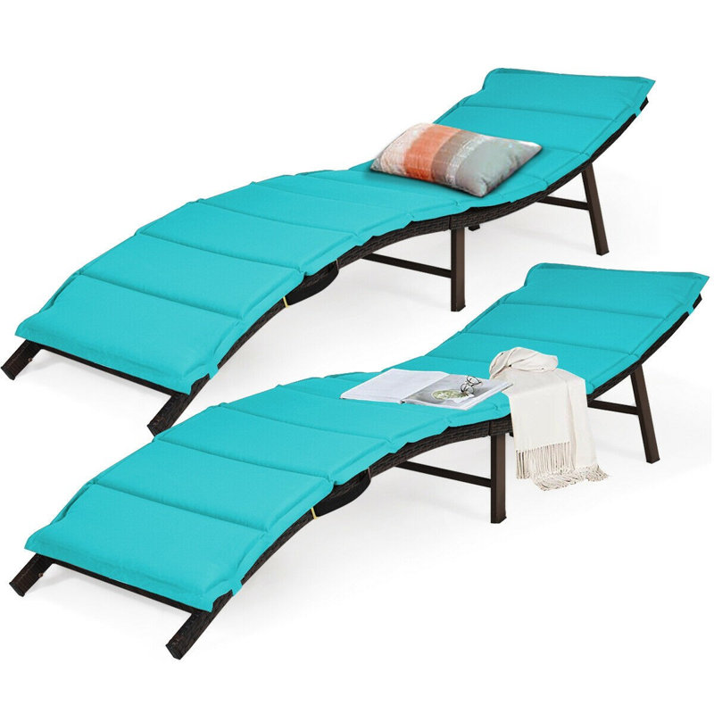 2 pièces chaise de patio pliante turquoise