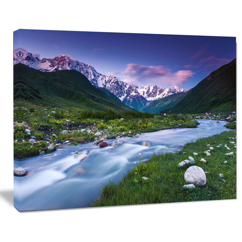 Rivière dans les montagnes du Caucase - impression sur toile tendue, H 20 po x l 20 po x P 1 po