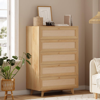 5 Drawers Rattan Dresser