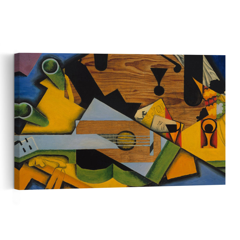 Nature morte à la guitare, 1913 - Estampe murale abstraite contemporaine représentant des fruits, H 16 po x l 24 po