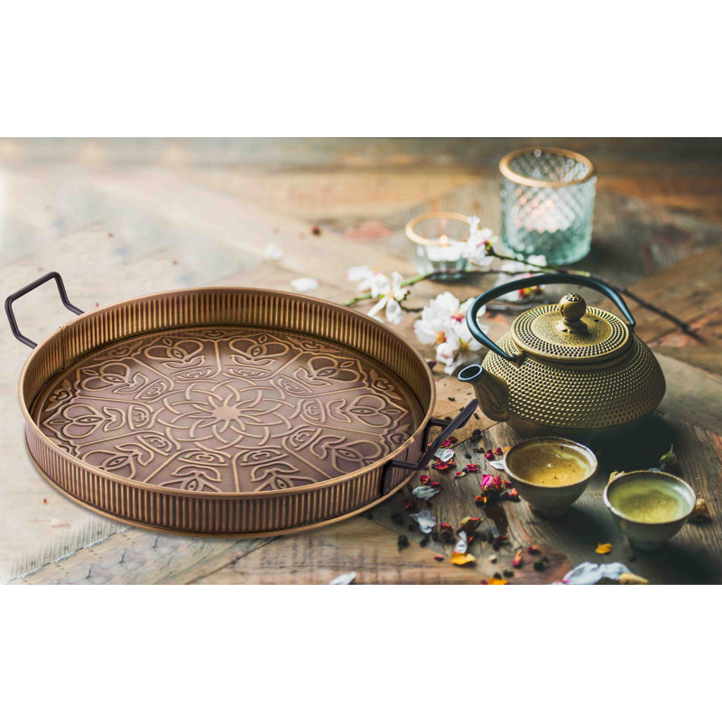 Charol Steel Tray, 5cm H x 52cm W x 42cm D, Gold