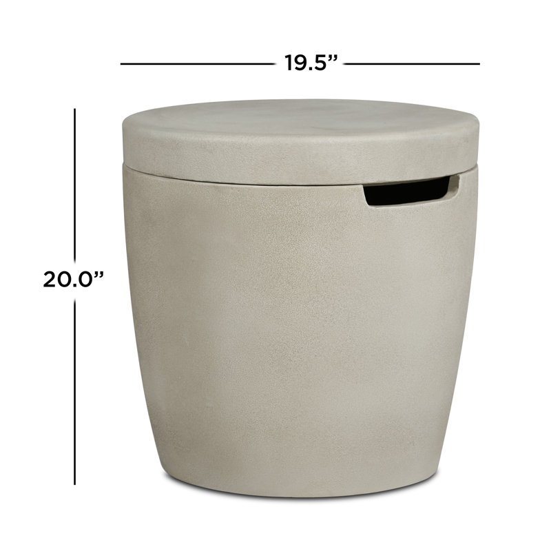 Eldora 20" Round Concrete Propane Tank Cover and Side Table by Real Flame, Fog