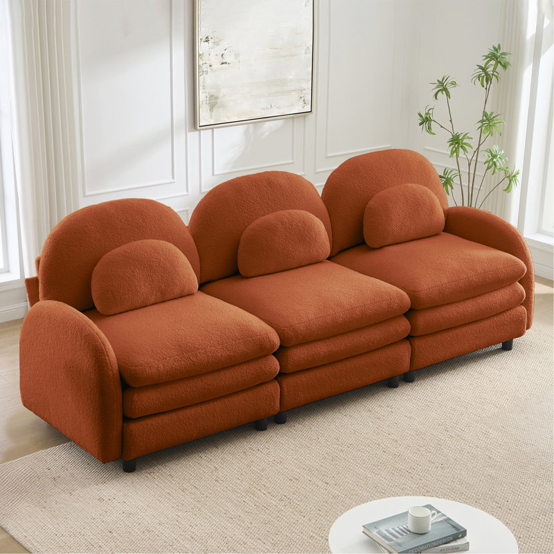 Canapé 3 places Teddy, H 35,4 po x l 98,2 po x P 33,8 po, Orange