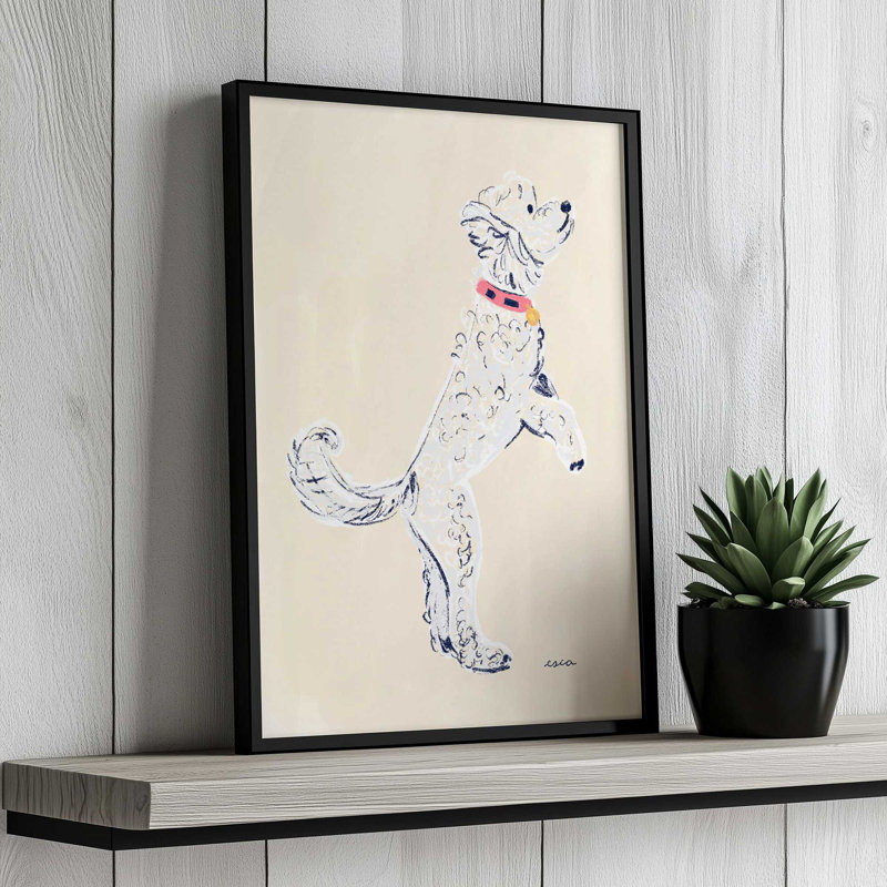 White Poodle By Esca Watercolors Canvas Art Print, 16" H x 12" W, White