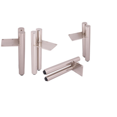 4 pieds de meuble en métal nickel brossé, pied de canapé de table basse de style moderne, pied de table de cuisine, pied de meuble de salle de bain