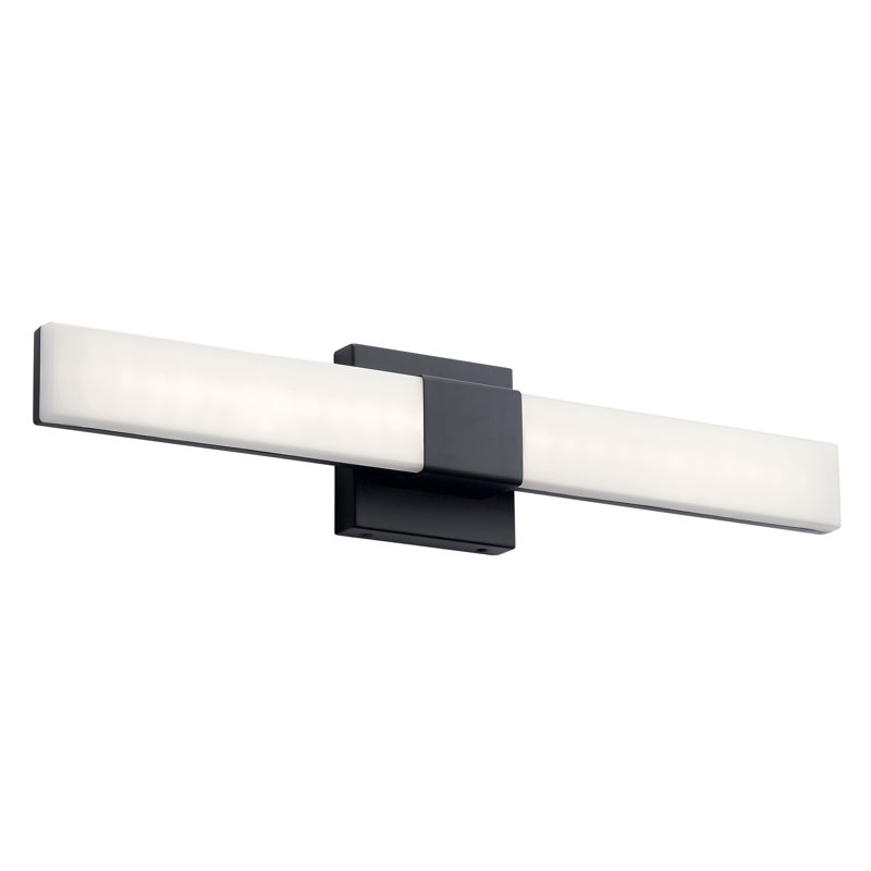 Neltev Matte Black 24" LED Bath Vanity Light with White Shade