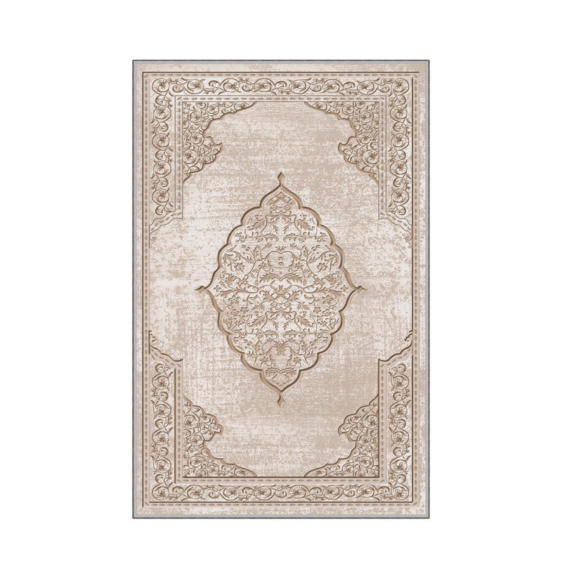 Gilbert Oriental Machine Made Flatweave Polyester Area Rug in Beige/Brown, Rectangle 5'11" x 9'2"
