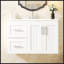 Meuble-lavabo mural 36 po avec 2 tiroirs, lavabo simple en céramique à 3 trous et tablette réglable pour un rangement moderne-502381881