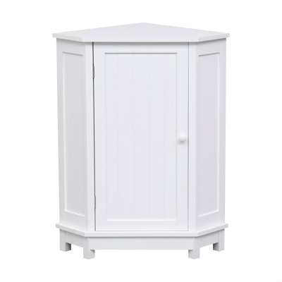 Bathroom Cabinet Triangle Corner Storage Cabinet With Adjustable Shelf Modern Style MDF Board