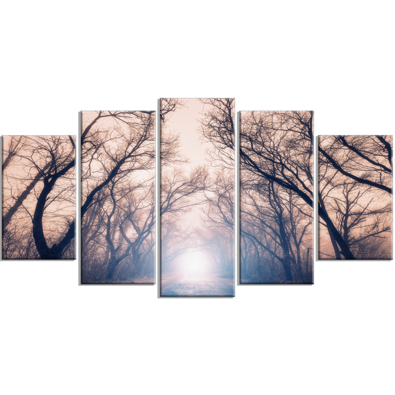 «Mysterious Sunlight in Forest», ensemble de 5 toiles tendues