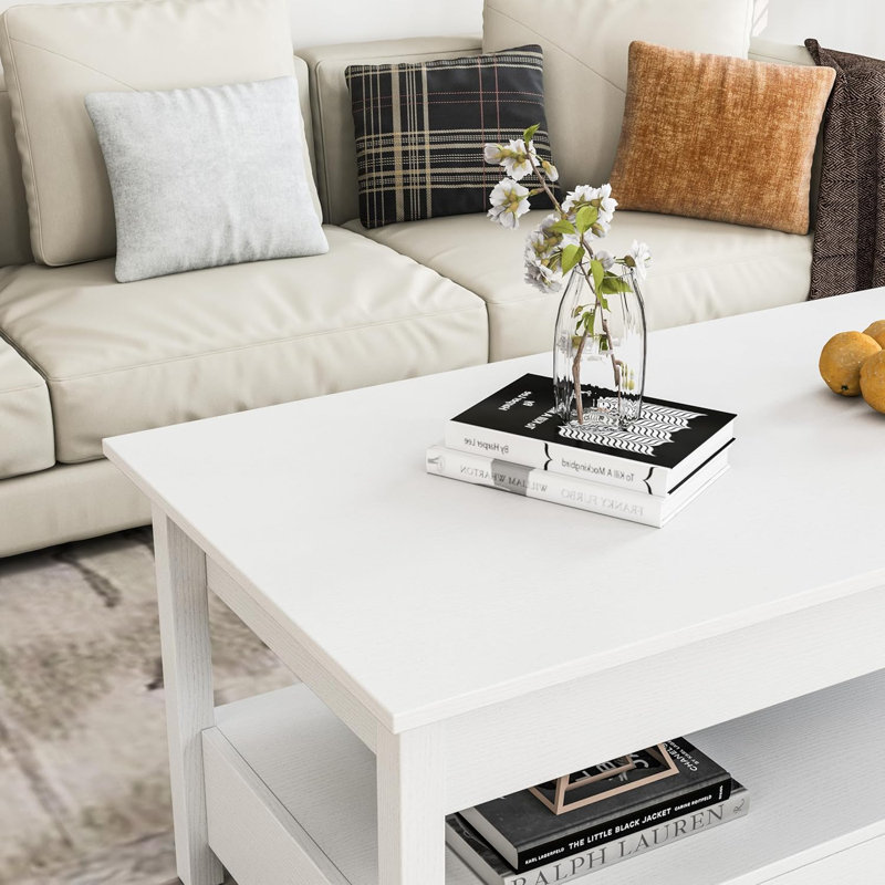 Table basse à plateau relevable avec compartiment caché