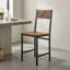  Ensemble de 4 chaises de salle à manger avec pieds en métal, dossier incliné et siège en bois d'ingénierie, style campagne moderne, brun rustique