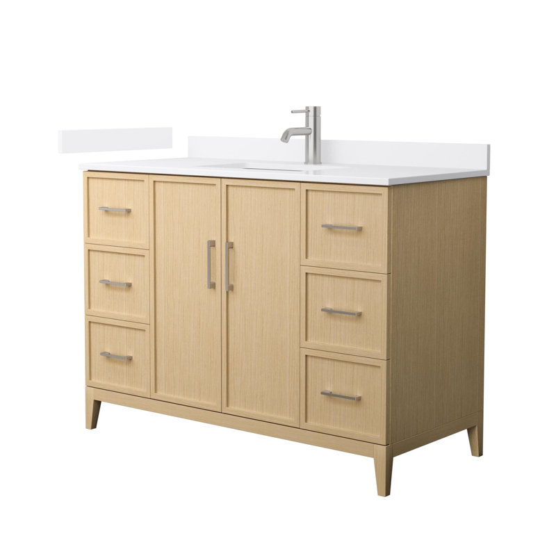 Elan 48'' W Vanity, Tan, Brushed Nickel, White Cultured Marble