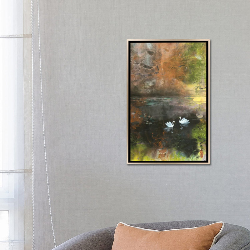 Lac Swan - reproduction d'art murale - toile encadrée, H 26 po x l 18 po, Champagne