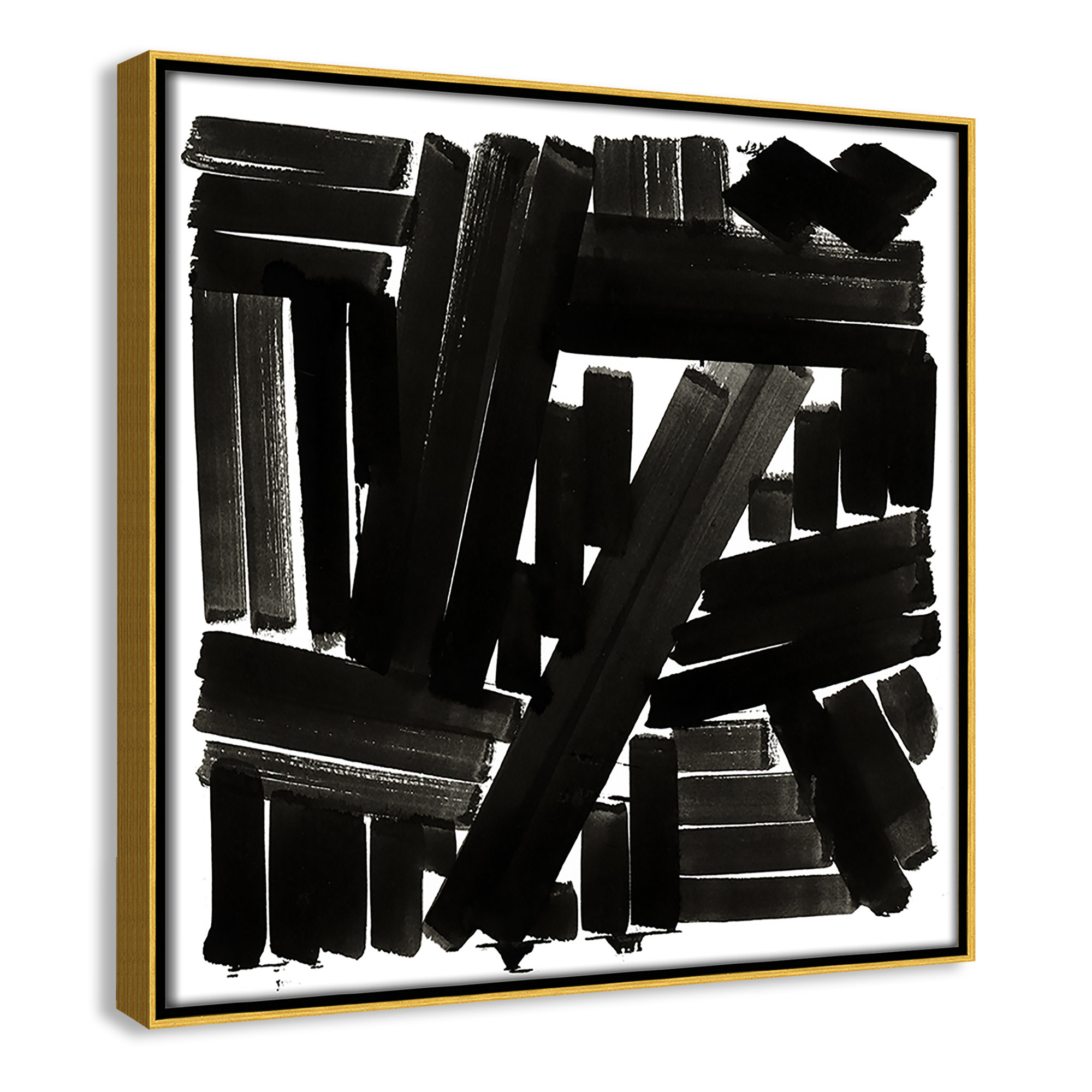 Shape of Song I by Cartissi - Floater Frame Painting on Canvas, Gold Framed, 13.5" H x 13.5" W x 2" D