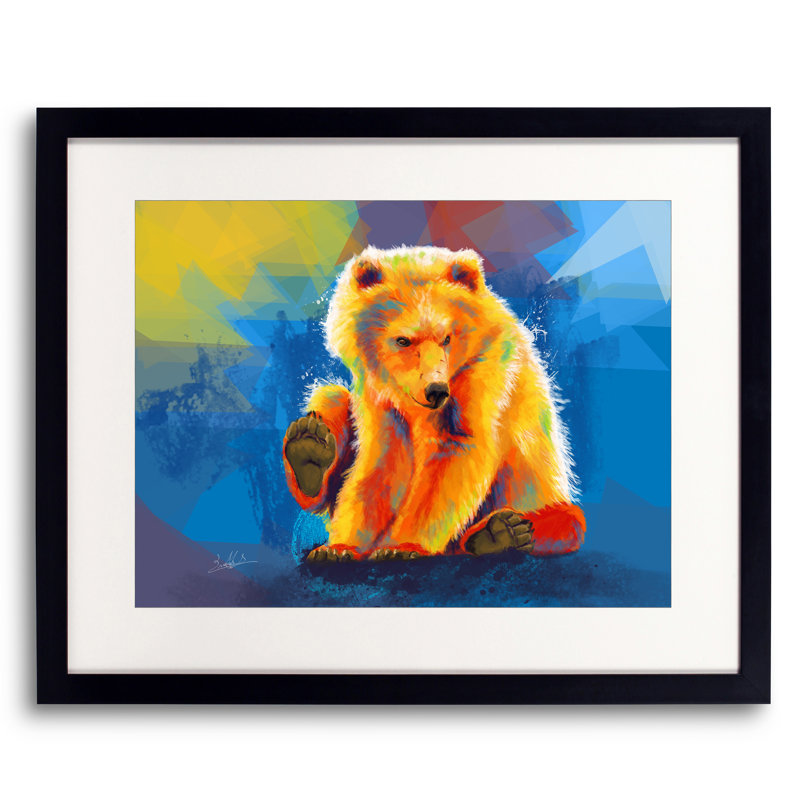 Play With A Bear Print, 17.25" H x 21.25" W, Black Framed Paper
