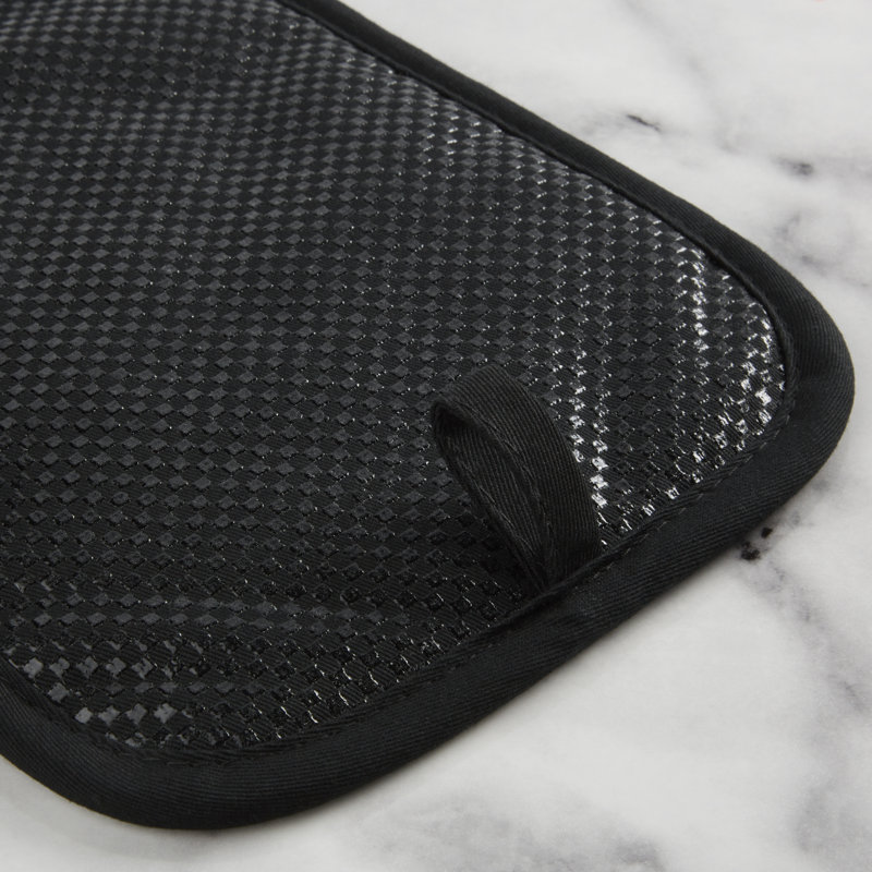 KitchenAid Gingham Pot Holder 2-Pack Set,, 7"x10", Onyx Black