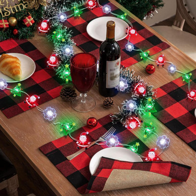[Minuterie] Décorations de lumières de Noël, guirlande de lumières de Noël en forme de flocon de neige avec arbre de Noël à DEL de 10 pi et 30 lumières DEL, 8 modes d'éclairage guirlandes de Noël imperméables pour la fête intérieure