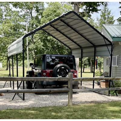 Abri d'auto robuste en métal 20 x 20 x 13 pi pour 2 voitures, structure en acier pour toutes saisons, abri permanent pour bateaux, camionnettes pleine grandeur et tracteurs, 800 lb